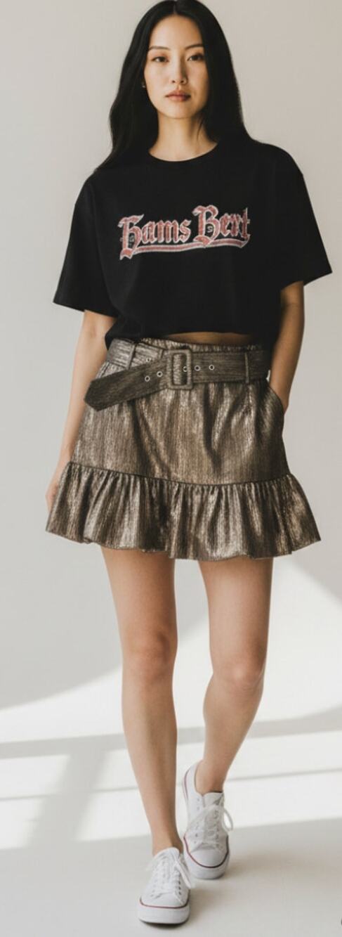 Do+Be Metallic Mini Bubble Hem Skirt size L NEW